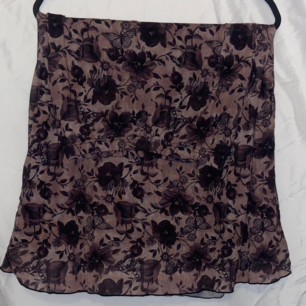 Stretchy Patterned Maxi Skirt- Dark Brown